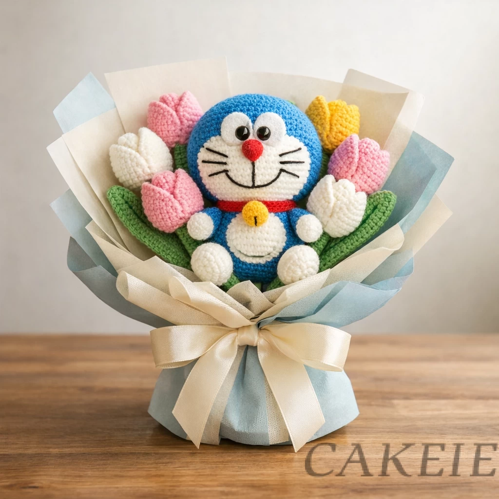 Doraemon Crochet Flower Bouquet